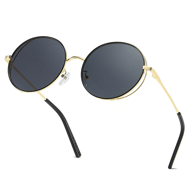 Fashion Design Okrągłe damskie metalowe okulary przeciwsłoneczne z polaryzacją #80150