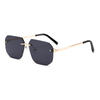 2283 Ramka bez krawędzi z UV400 heksogan soczewką smukłe metalowe świątynie unisex okulary przeciwsłoneczne