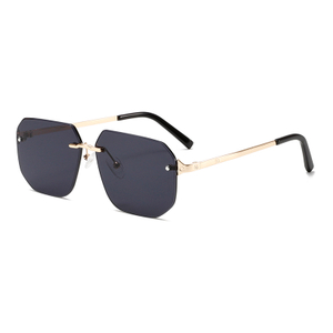 2283 Ramka bez krawędzi z UV400 heksogan soczewką smukłe metalowe świątynie unisex okulary przeciwsłoneczne