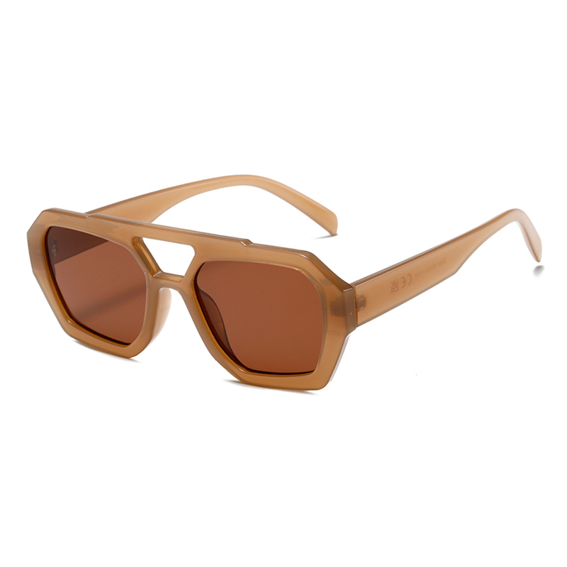 3486 Ogromna geometryczna przednia rama podniesiona podwójne okulary przeciwsłoneczne Unisex w stylu podwójnego mostu