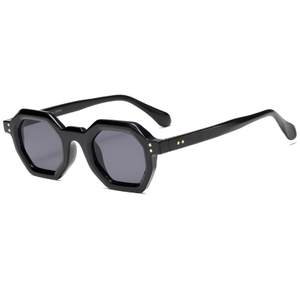3467 Geometryczny sześciokątny kształt grubej ramki UV400 Kategoria 3 na trendach okulary przeciwsłoneczne unisex