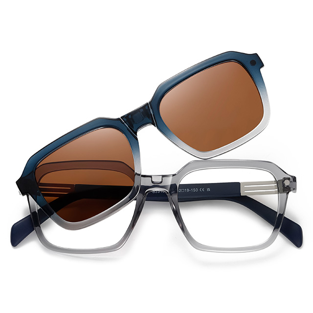 33106 Wholesale Geometric Frame Magnetic Clip On Sunglasses