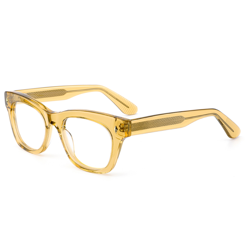 8012 Thick Oval Frames Decorated with Gold Finish Metal Rivets Acetate Optical Frames for Men