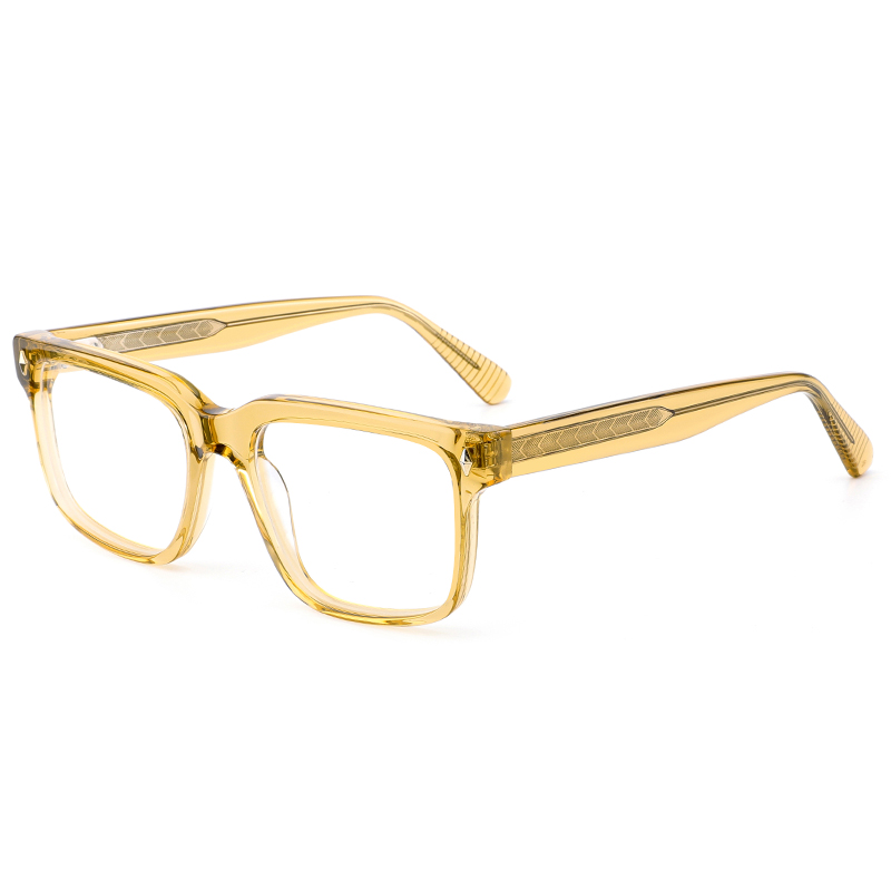 8019 Square Shaped Frames with Metal Pin Inserted Temples Ready Goods Acetate Optical Frames for Men