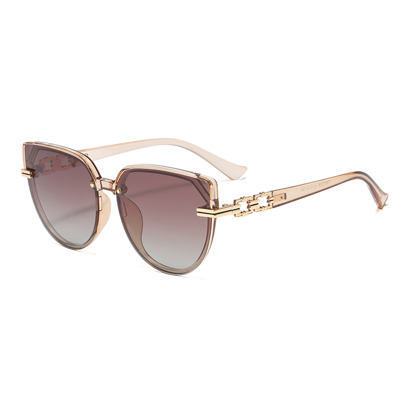 ទំនិញត្រៀមរួចជាស្រេច Cat Eye Shape Metal Chain Decoration Temple Lady TR90 Polarized Sunglasses #81791