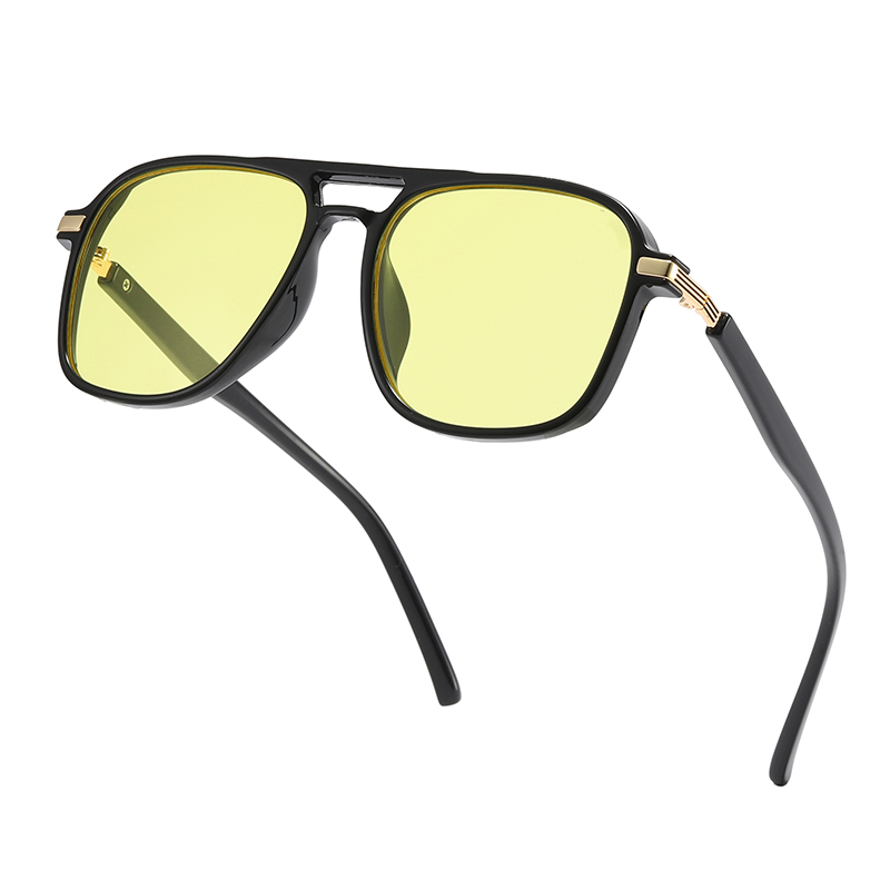 نظارات شمسية مستقطبة للجنسين بعدسات صفراء/وردية مزدوجة الجسور TR90 #81792
