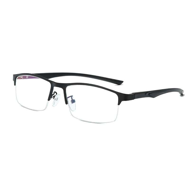 Półramka prosty, modny design metalowy zawias elastyczne lustrzane zauszniki męskie Metal + TR90 sportowe oprawki do okularów przeciwsłonecznych #8508-1