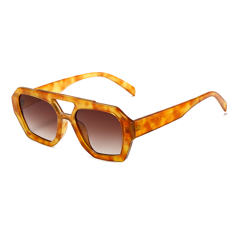 3486 Ogromna geometryczna przednia rama podniesiona podwójne okulary przeciwsłoneczne Unisex w stylu podwójnego mostu