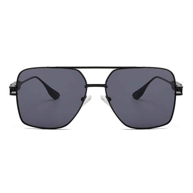 2289 Square Frame with Openwork Design Temples Oversized Pilot Metal Sunglasses