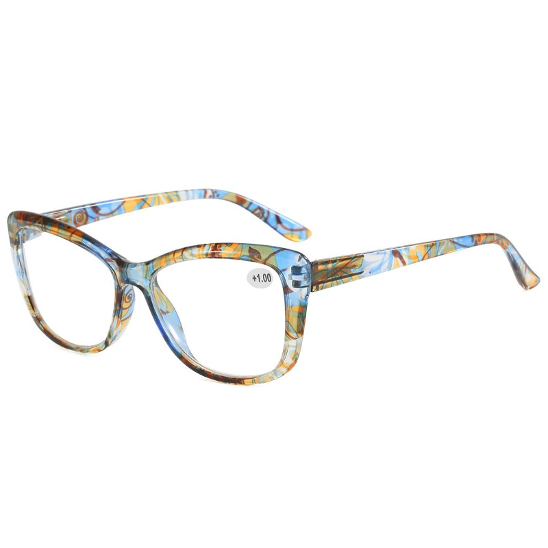 3136 Cateye Shape Frame with Beautiful Floral Pattern Print Women Reader