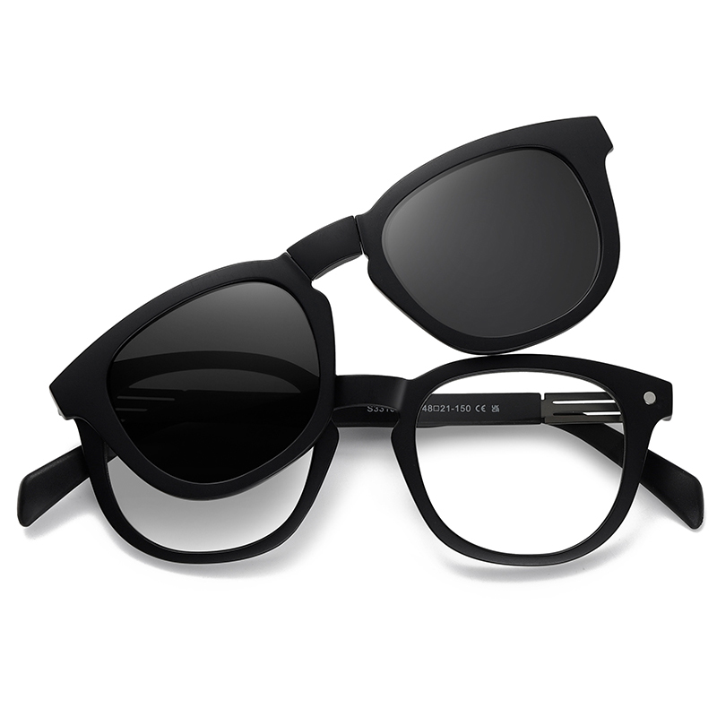 33101 Oval Shape Frame Thin Metal Sheet Temples Unisex Clip On Sunglasses 