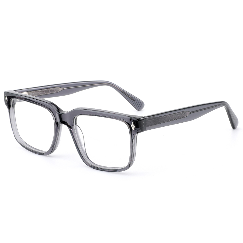8019 Square Shaped Frames with Metal Pin Inserted Temples Ready Goods Acetate Optical Frames for Men