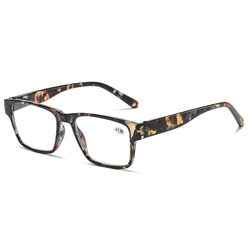 Rechthoekige klassieke schildpadkleur kunststof leesbril voor heren/dames #81310