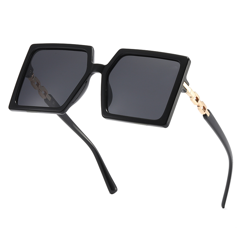 Syze dielli të polarizuara të modës për femra TR90 me zinxhir metalik me kornizë të madhe katrore #81803