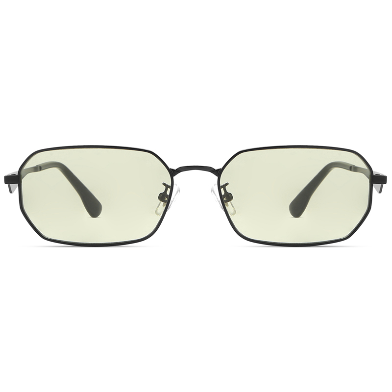 7293 Hexagonal Rectangular Frame Irregular Design Temples Stylish Metal Sunglasses