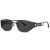 7313 Oval Shaped Rimless Rim Features Openwork Chain Temples Metal Mask Sunglasses