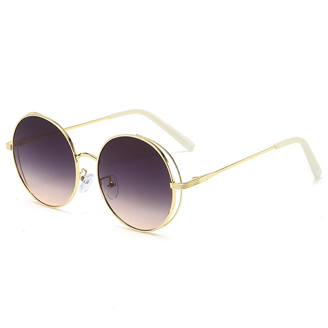 Módní design Kulaté dámské kovové polarizované sluneční brýle #80150