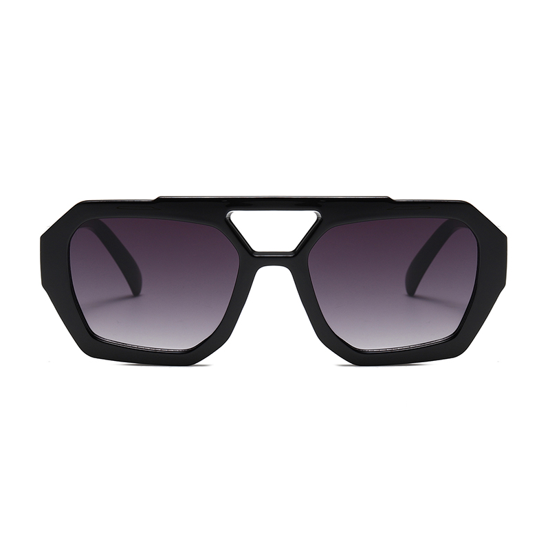 3486 Ogromna geometryczna przednia rama podniesiona podwójne okulary przeciwsłoneczne Unisex w stylu podwójnego mostu