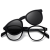 33103 Round Shaped Frame Hidden Magnetic Type Unisex Clip On Sunglasses