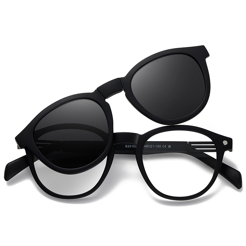 33103 Round Shaped Frame Hidden Magnetic Type Unisex Clip On Sunglasses