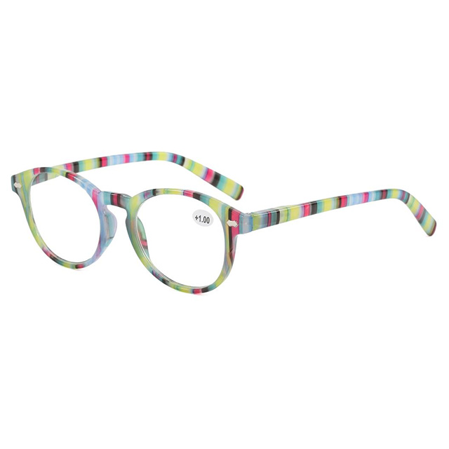 3114 Classic Round Shaped Beautiful Colorful Stripes Reading Glasses
