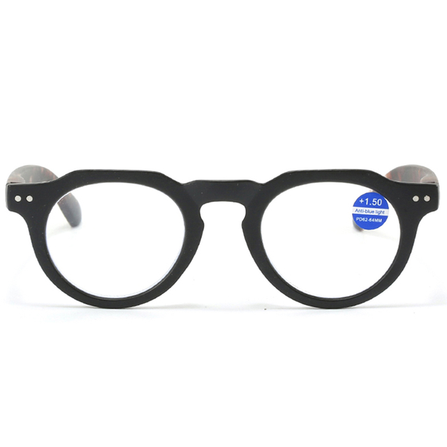 3095 Geometric Round Thick Full Frame with Silver Revits Plastic Reading Glasses