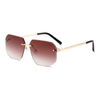 2283 Ramka bez krawędzi z UV400 heksogan soczewką smukłe metalowe świątynie unisex okulary przeciwsłoneczne