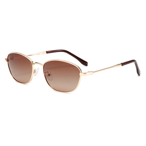 2312 gewölbter ovales Metalldrahtrahmen TAC Polarisierte Linse Ultraleicht Unisex Sonnenbrille