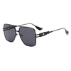 2289 Square Frame with Openwork Design Temples Oversized Pilot Metal Sunglasses