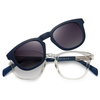 33101 Oval Shape Frame Thin Metal Sheet Temples Unisex Clip On Sunglasses 