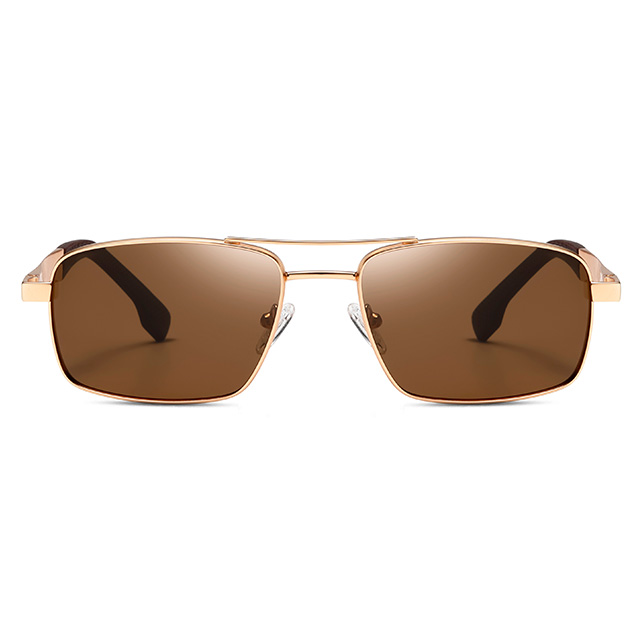 15104 Persegi Panjang Jembatan Hidung Double Men Metal Sunglasses