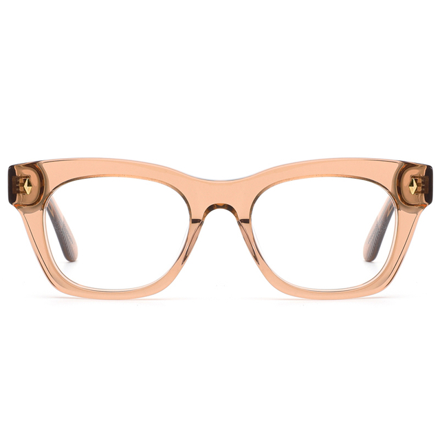 8012 Thick Oval Frames Decorated with Gold Finish Metal Rivets Acetate Optical Frames for Men