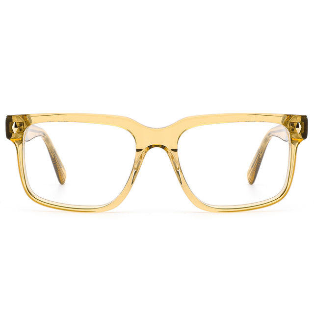 8019 Square Shaped Frames with Metal Pin Inserted Temples Ready Goods Acetate Optical Frames for Men