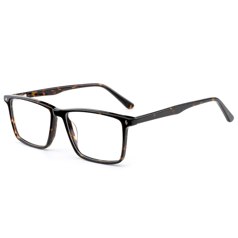 2157 Rectangular Frames with Metal Silver Rhombic Rivets Thin Acetate Construction Men Optical Frames