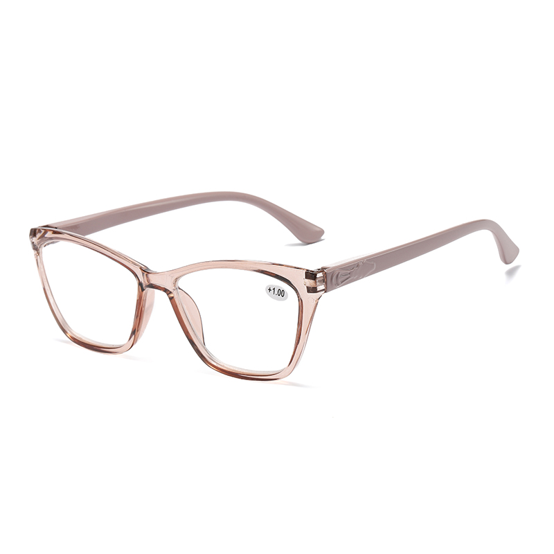 Kacamata Baca Plastik Wanita Bentuk Mata Kucing Warna Kristal #81319