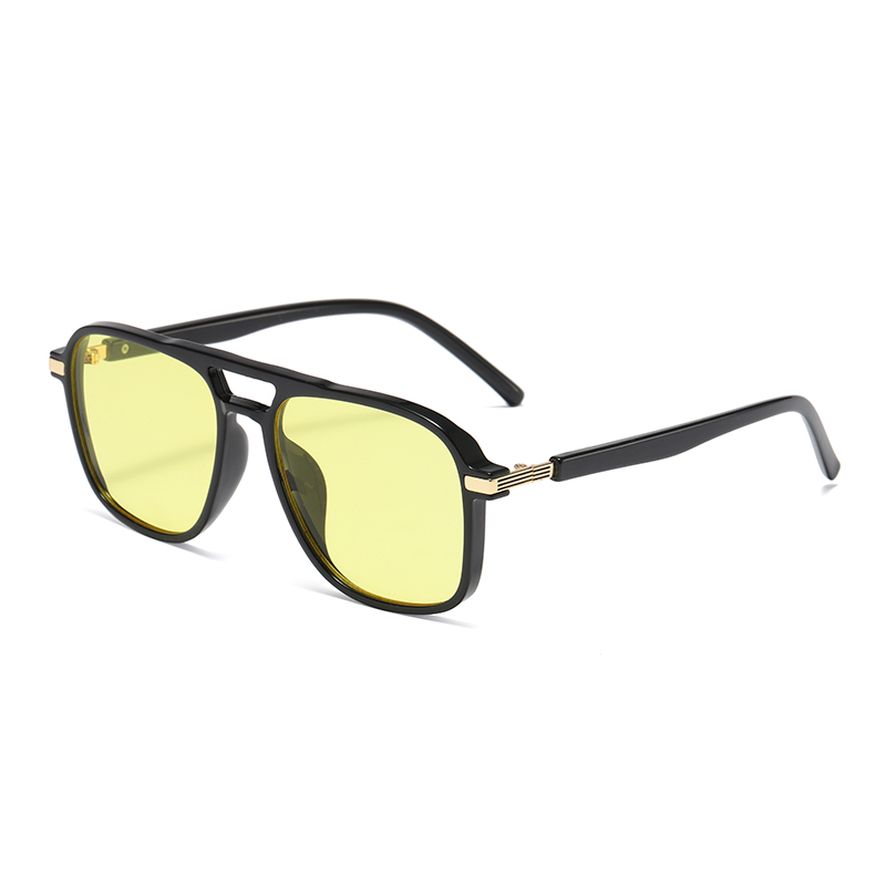 Færdiglavede dobbeltbroer gule/lyserøde linser Unisex TR90 polariserede solbriller #81792