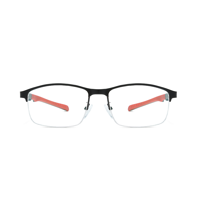 Полурамка, простые деловые очки, гибкая оправа, эластичные зеркальные ножки, металлические + TR90, мужские спортивные оптические оправы #8708-1