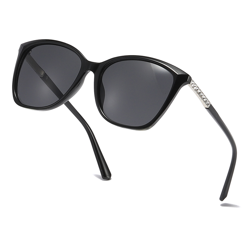 ກອບໃຫຍ່ຮູບຕາແມວ Rhinestone ອອກແບບ Recycled PC Polarized Women Sunglasses #81586