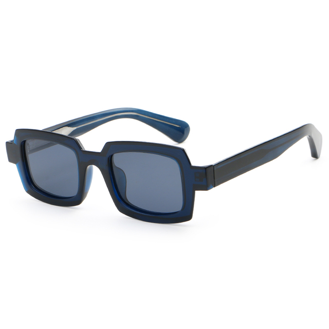 66308 Small Rectange Style Thickness and Textured Plastic Unisex Sunglasses