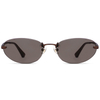 7302 Oval Rimless Frame Combine with Arched Slender Temples Metal Sunglasses for Unisex