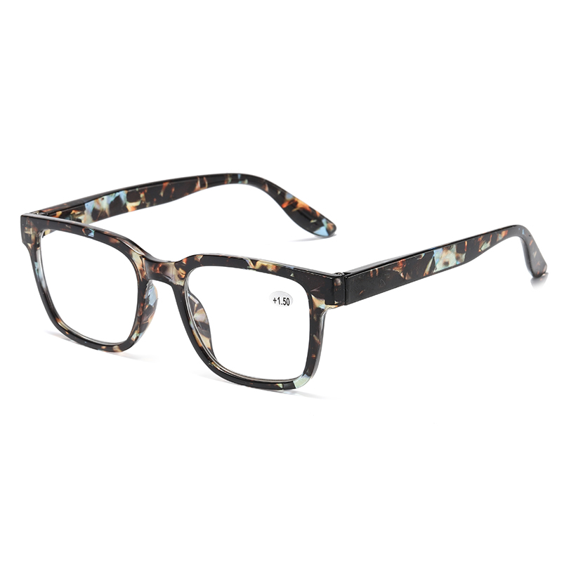 Klassisk retro rektangelform skildpaddefarver Unisex PC-læsebriller #81308