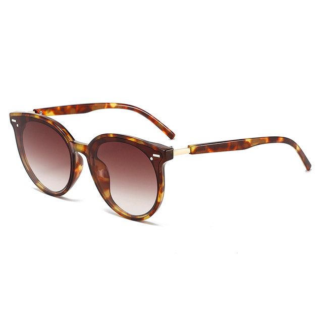 3459 Modern Round Shape Frame Features Metal Rivets UVA UVB Protective Unisex Sunglasses
