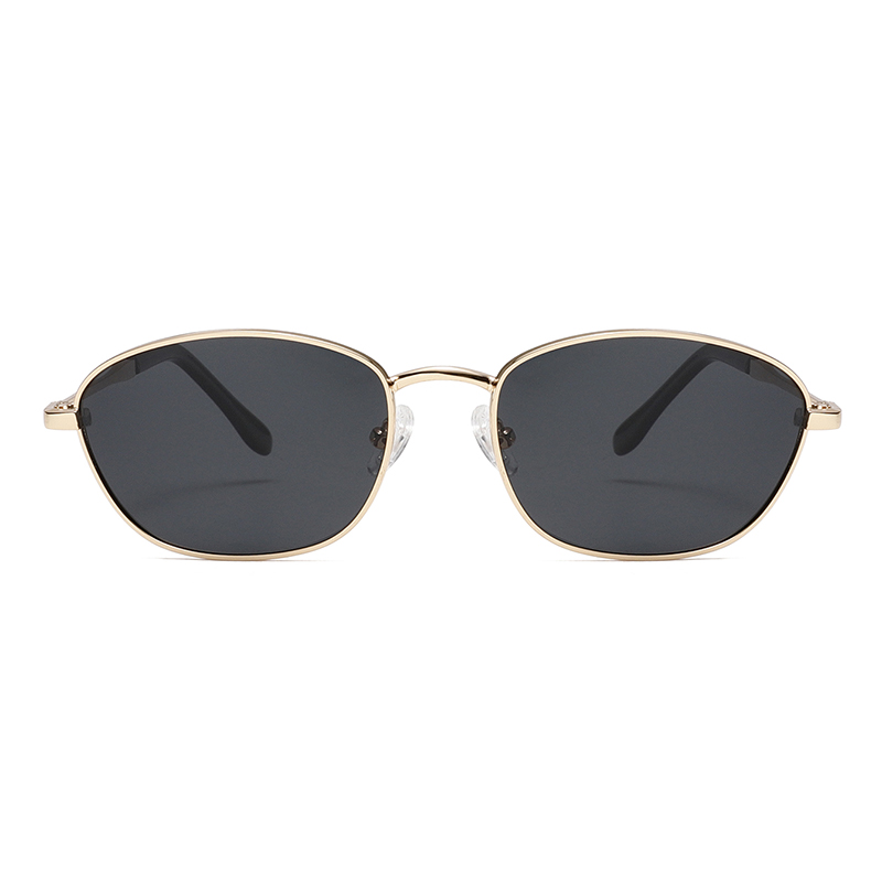 2312 gewölbter ovales Metalldrahtrahmen TAC Polarisierte Linse Ultraleicht Unisex Sonnenbrille
