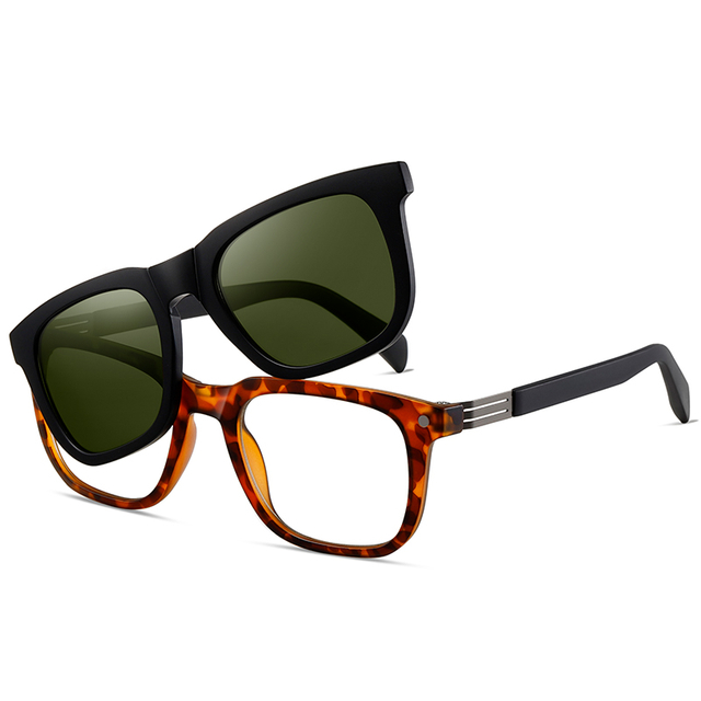 33104 Square Shaped Frame UV400 Protection Unisex Clip On Sunglasses