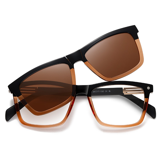 33102 Square Frame UV400 Protection Unisex Clip On Sunglasses