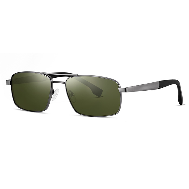 15104 Persegi Panjang Jembatan Hidung Double Men Metal Sunglasses