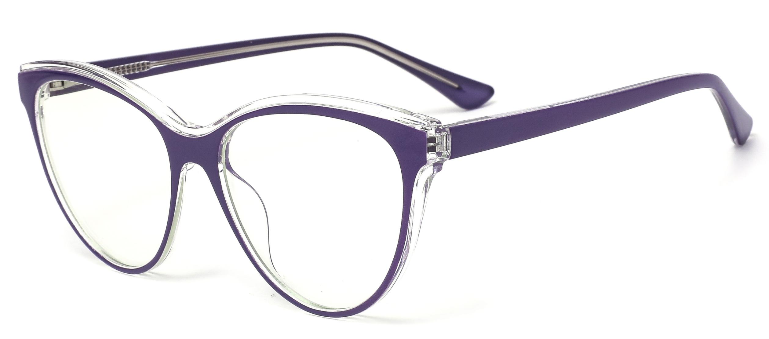 Voorraad Cat Eye Crystal Circle Frame Design Blauwlichtlenzen TR90 + CP Lady Optische Frames #2039