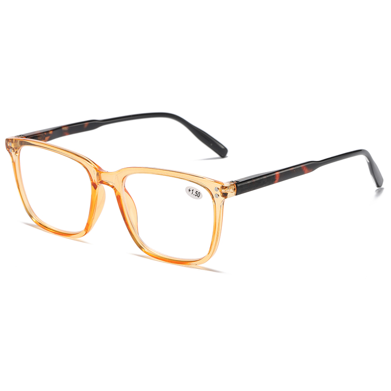  長方形シェイプ クリスタル フレーム トータス テンプル ユニセックス PC 老眼鏡 #81316