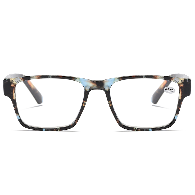 Kacamata Baca Plastik Pria/Wanita Warna Kura-kura Klasik Bentuk Persegi Panjang #81310