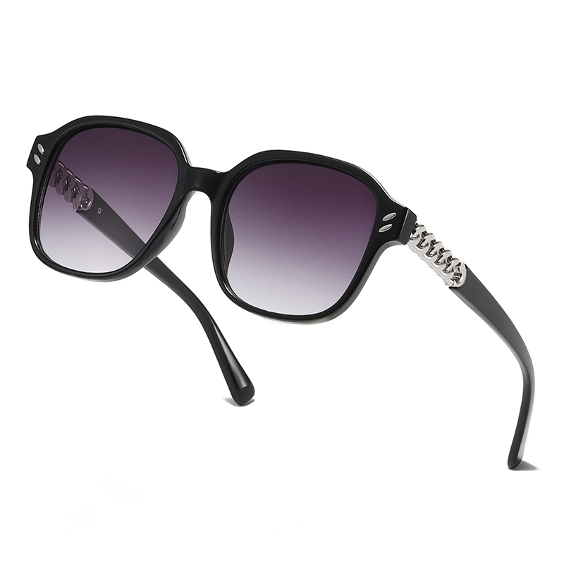 Polarisierte Damen-Sonnenbrille mit großem Rahmen und Strassverzierung aus recyceltem Polycarbonat #81593